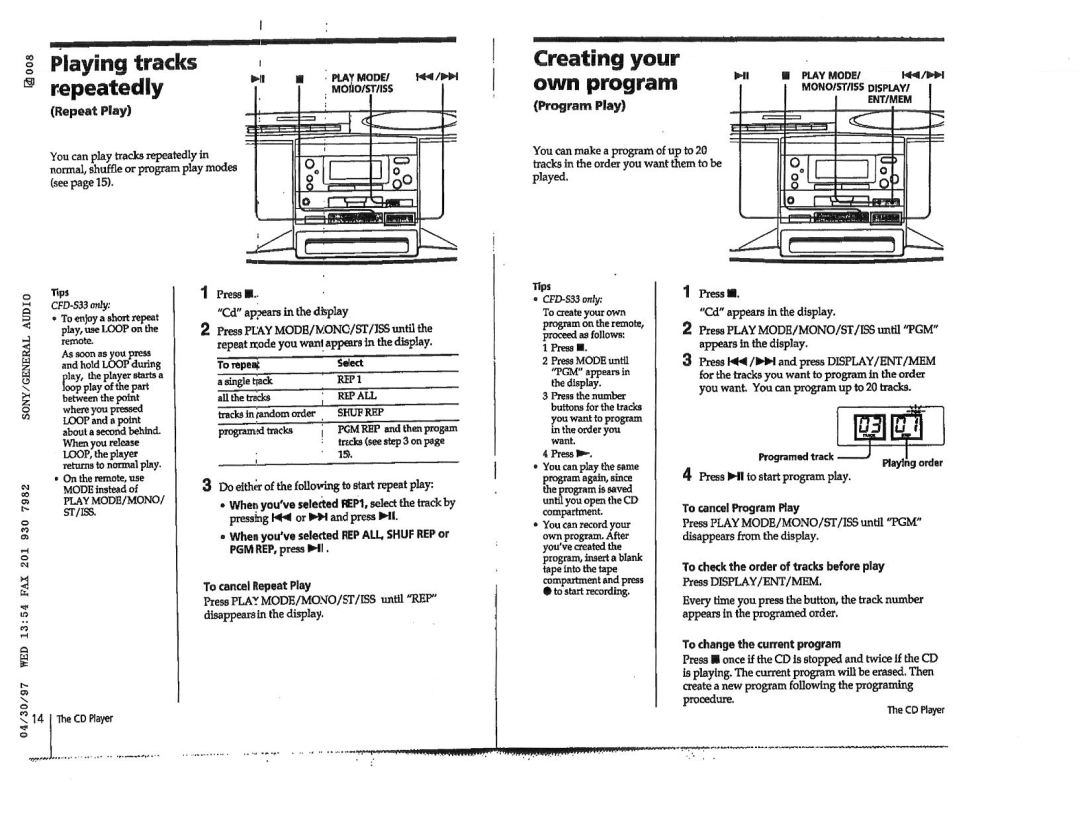 Sony CFD-S23, CFD-S33 manual 