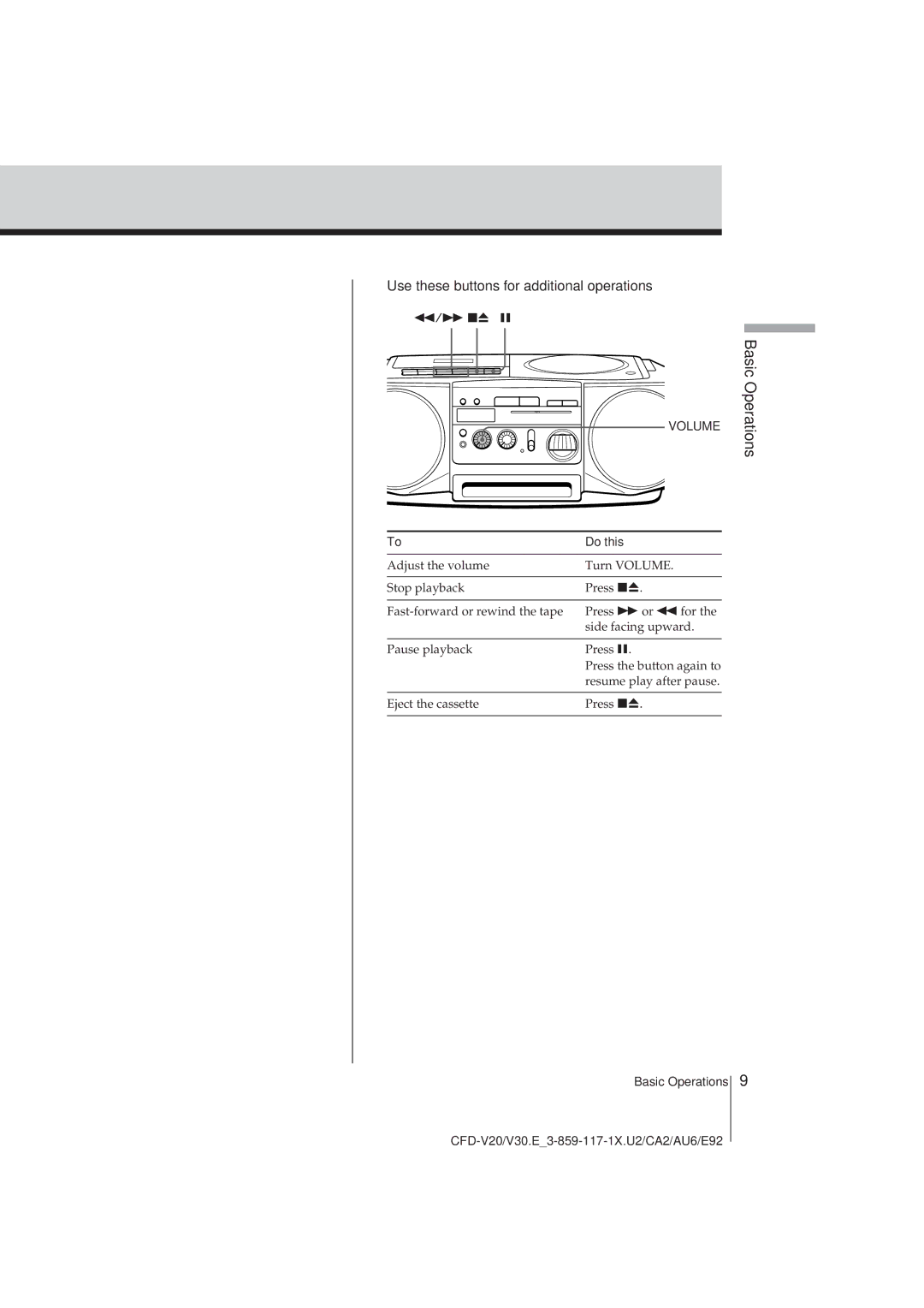 Sony CFD-V20 operating instructions Volume 