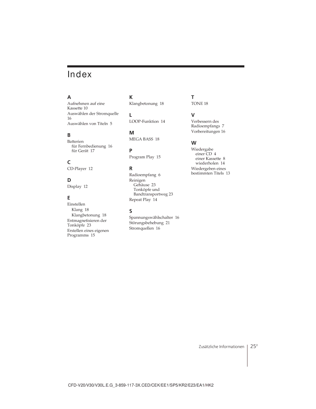 Sony CFD-V30L operating instructions 25 D 