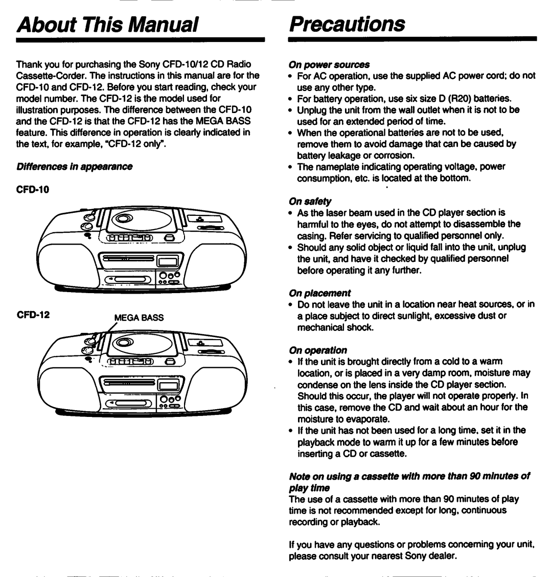 Sony CFD12, CFD-10 manual 