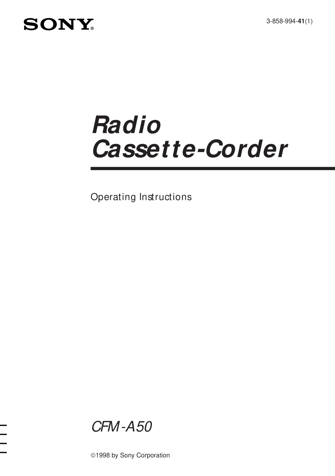 Sony CFM-A50 operating instructions Radio Cassette-Corder 