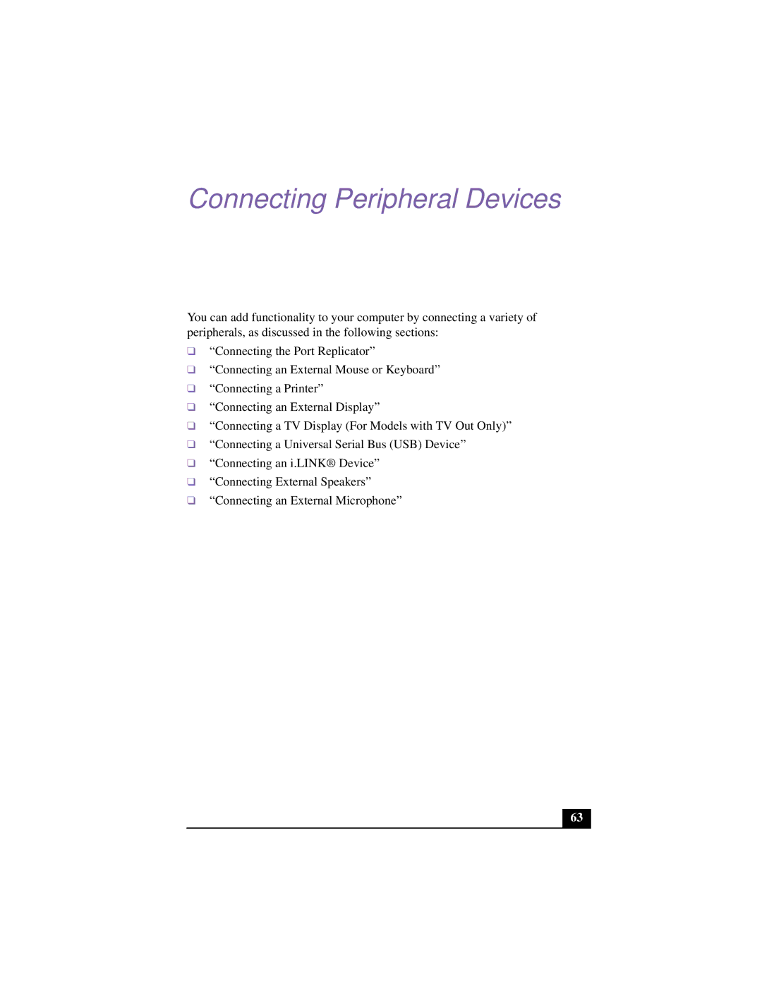 Sony CG-FX120K manual Connecting Peripheral Devices 