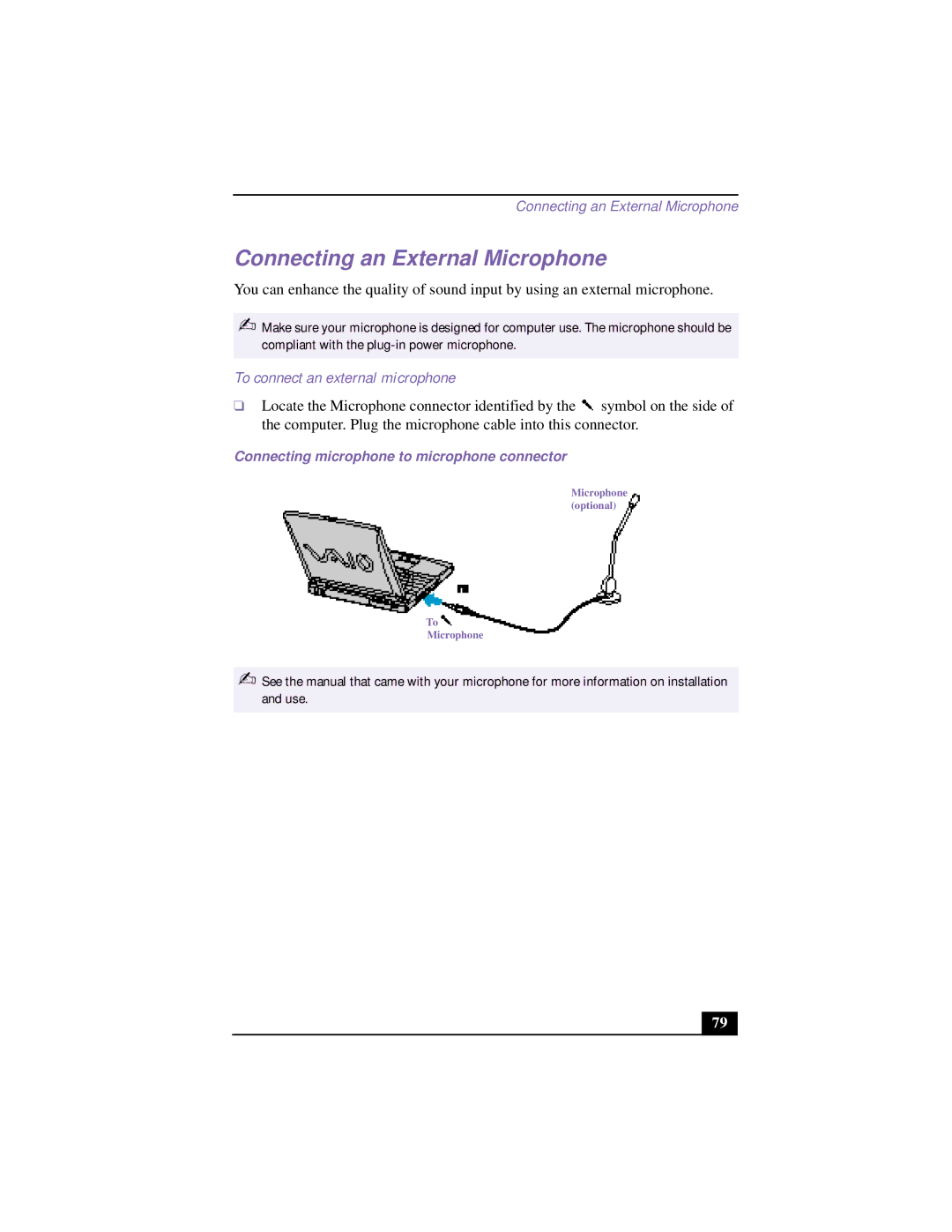 Sony CG-FX120K manual Connecting an External Microphone, To connect an external microphone 