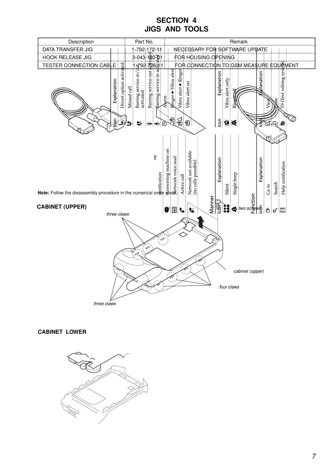 Sony CMD-Z28 service manual Section Jigs and Tools, Section Disassembly 