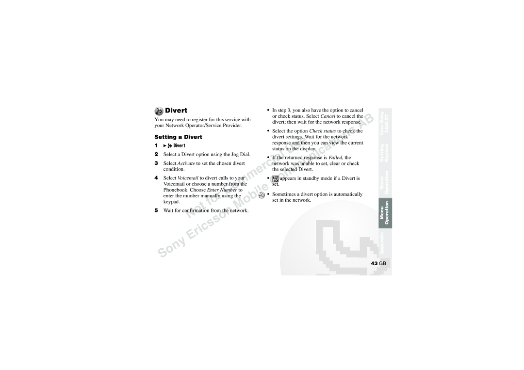 Sony CMD-Z7 manual Setting a Divert 