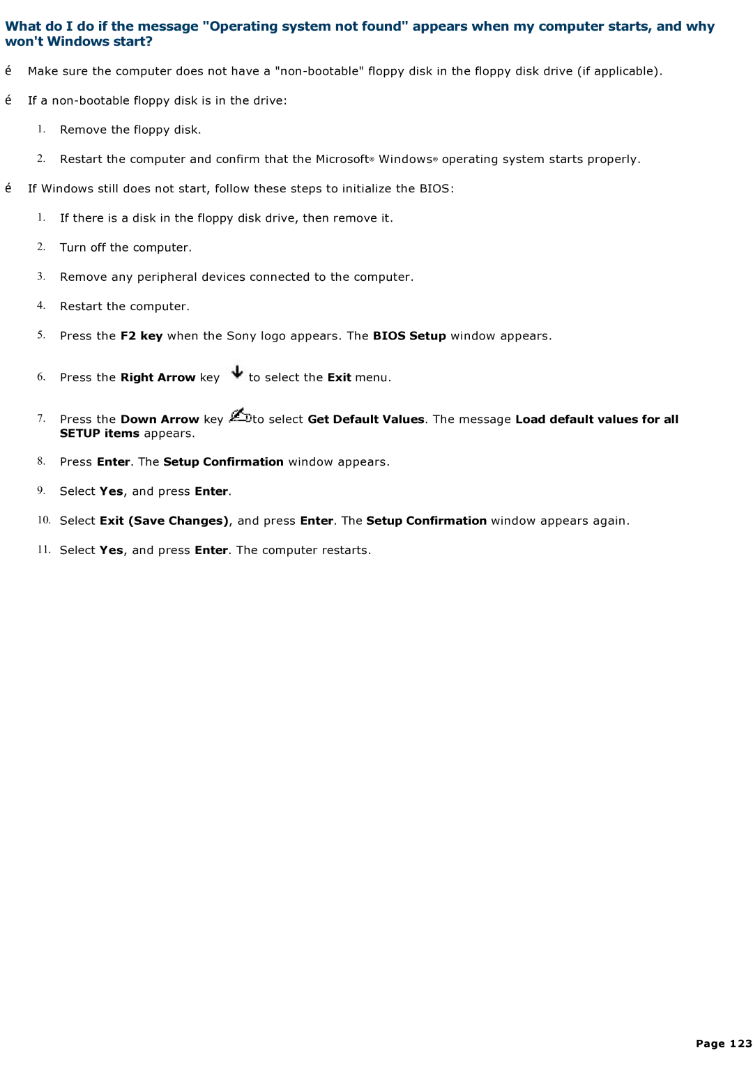 Sony computer specifications 