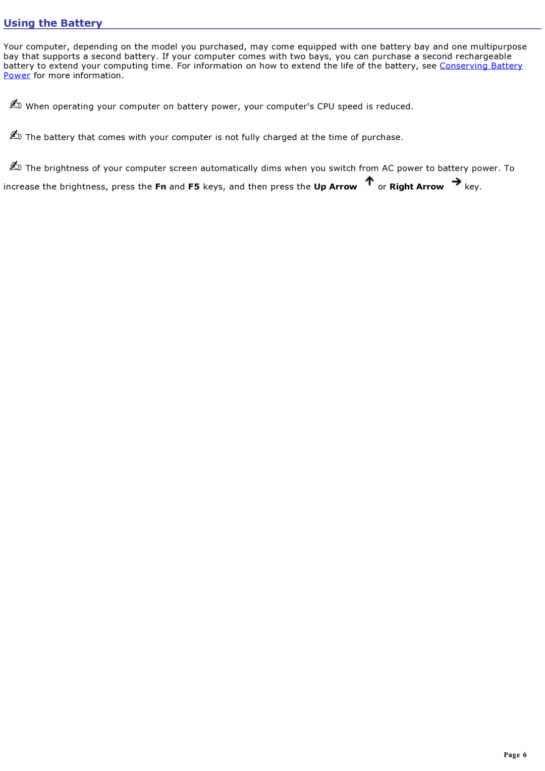 Sony computer specifications Using the Battery 