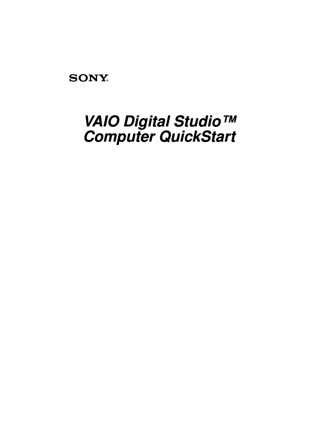 Sony Countertop Computer quick start VAIO Digital Studio Computer QuickStart 