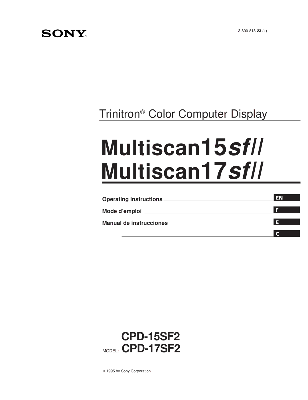 Sony CPD-15SF2, CPD-17SF2 manual 15sfII 17sfII 