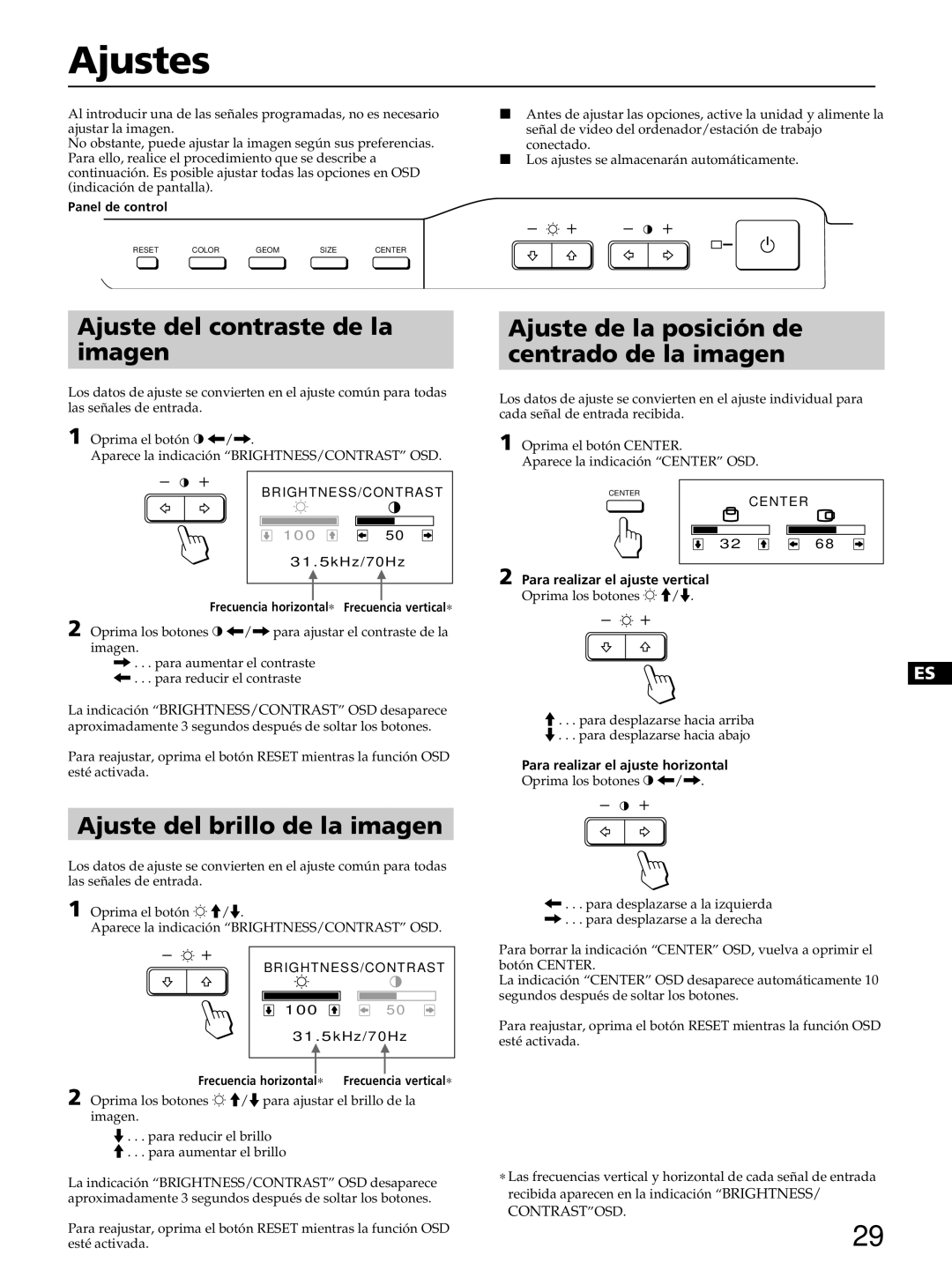 Sony CPD-100ES, CPD-100EST, CPD-200ES, CPD-200EST manual Ajustes, Ajuste del contraste de la imagen 