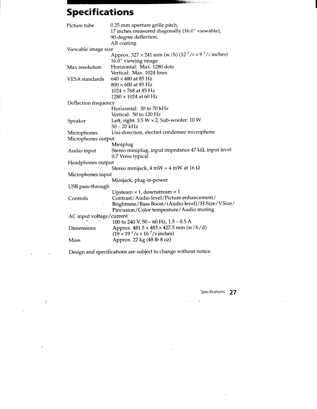 Sony CPD-220VS manual 