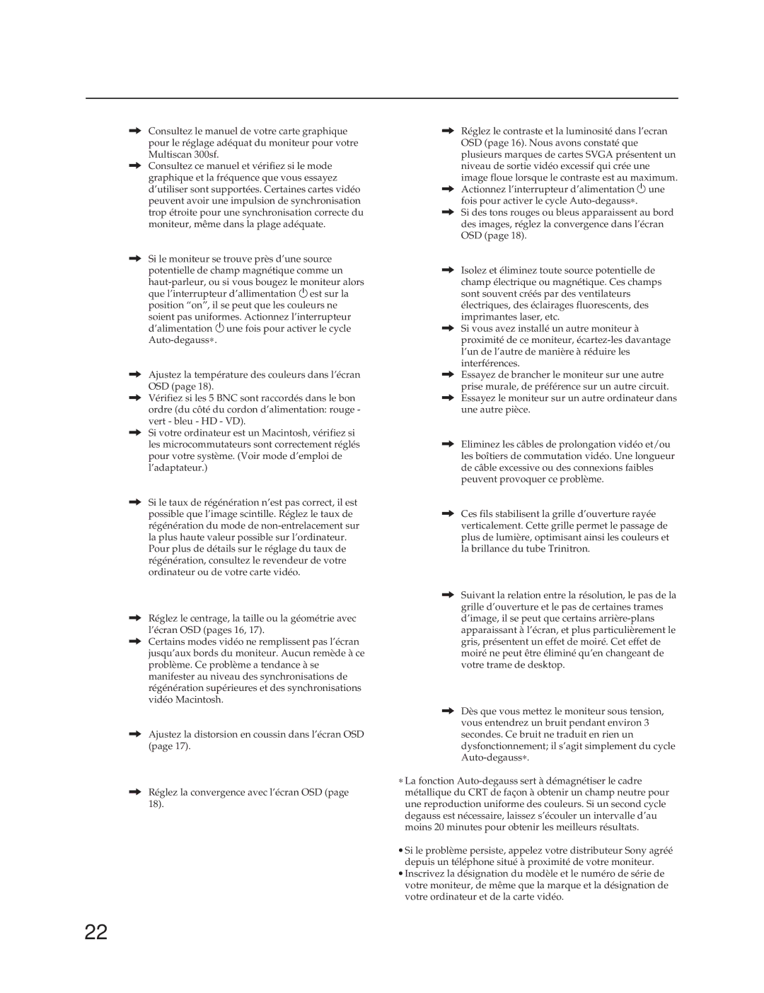 Sony CPD-300SFT manual Dépannage 