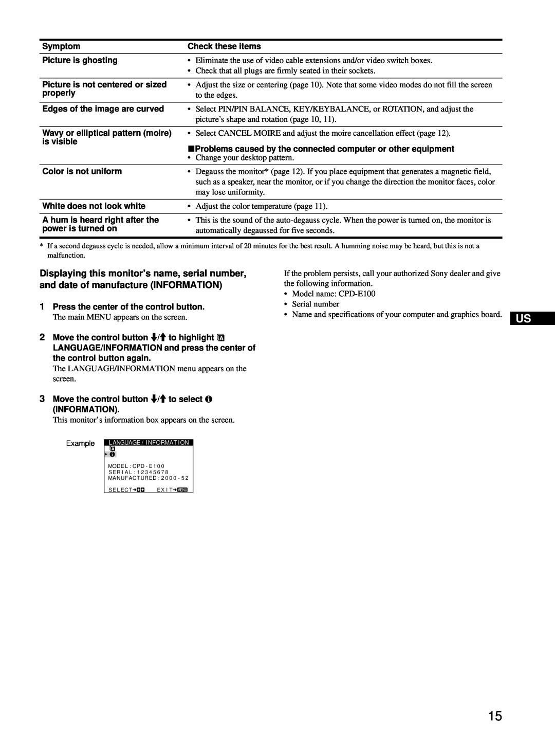 Sony CPD-E100 manual Example 
