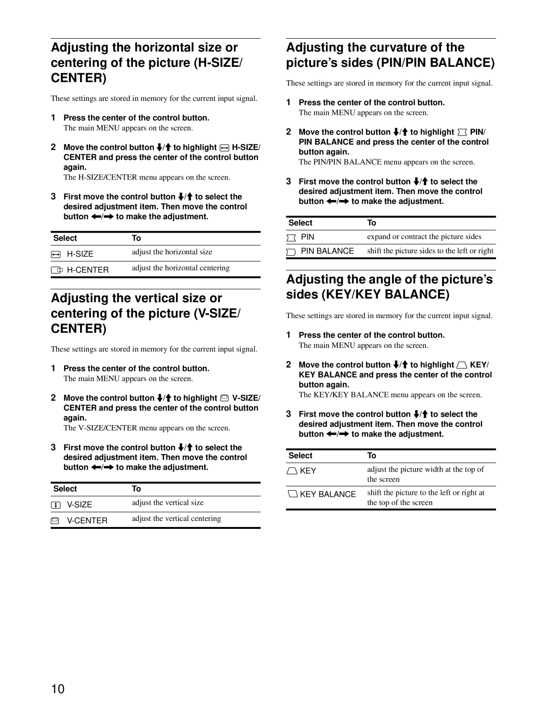 Sony CPD-E100P operating instructions Center 