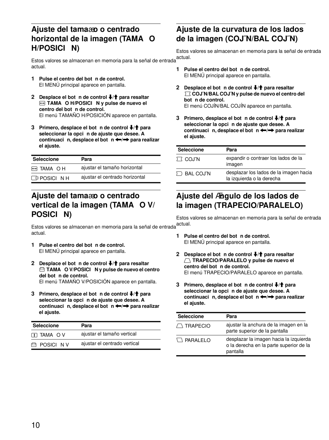 Sony CPD-E100P operating instructions Posició N 