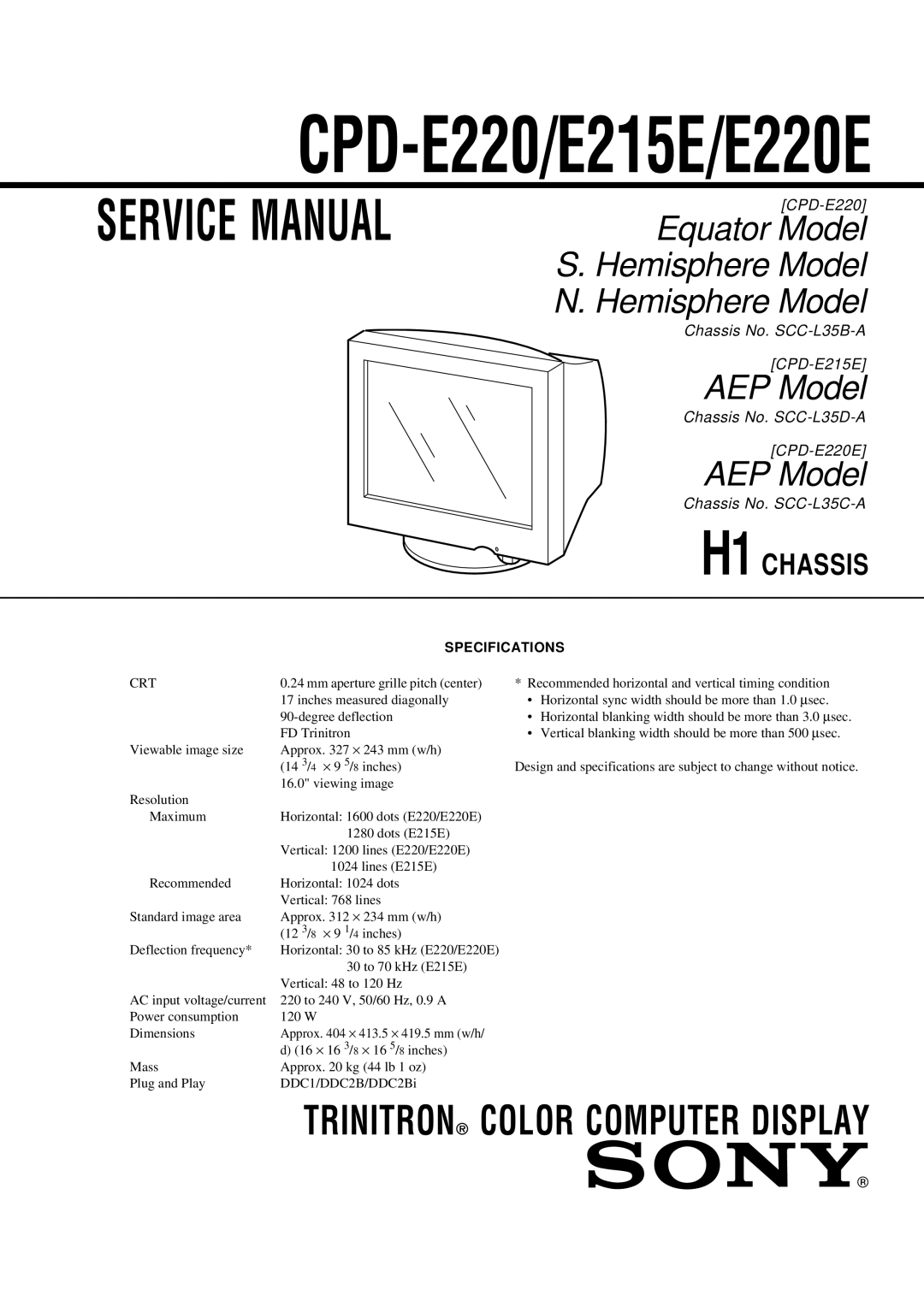 Sony service manual CPD-E220/E215E/E220E 