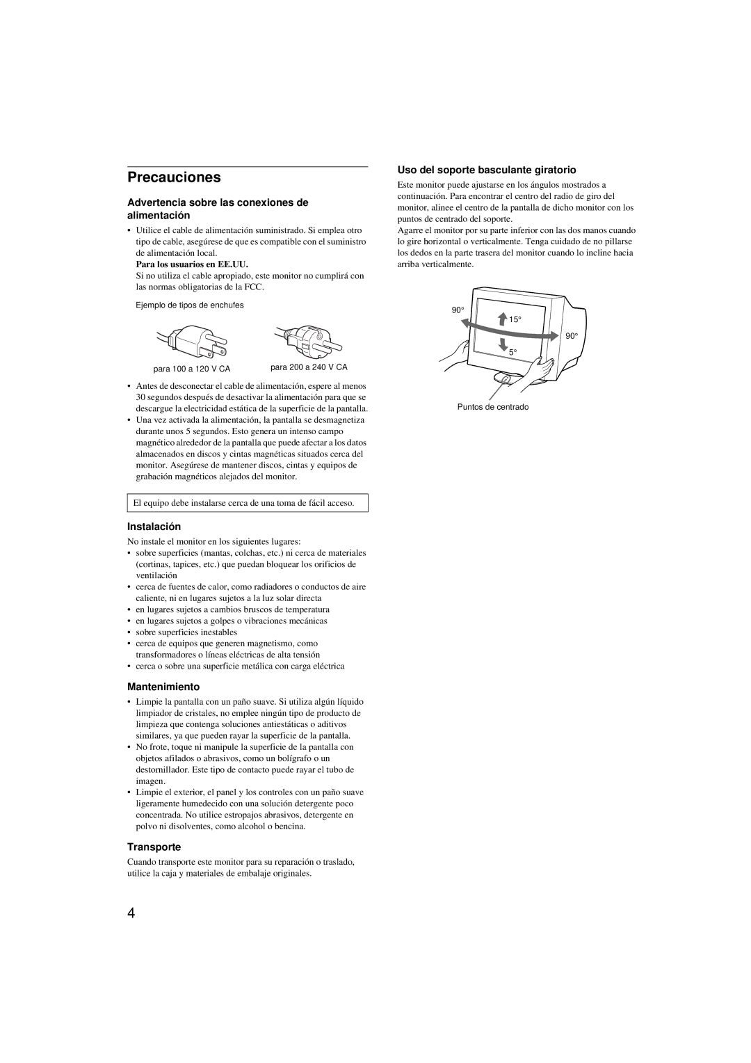 Sony CPD-G200 manual Precauciones 