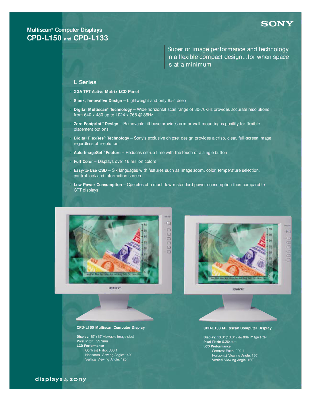 Sony manual Multiscan Computer Displays, Series, CPD-L150 Multiscan Computer Display 