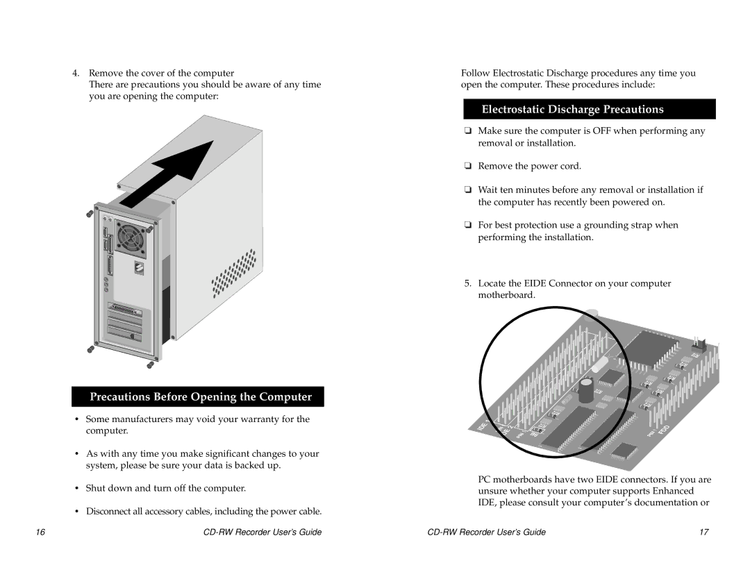 Sony CRX0811, CRX140E manual Precautions Before Opening the Computer 