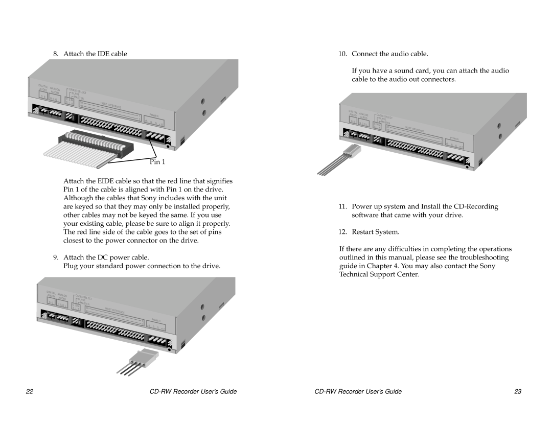 Sony CRX140E, CRX0811 manual Attach the IDE cable 