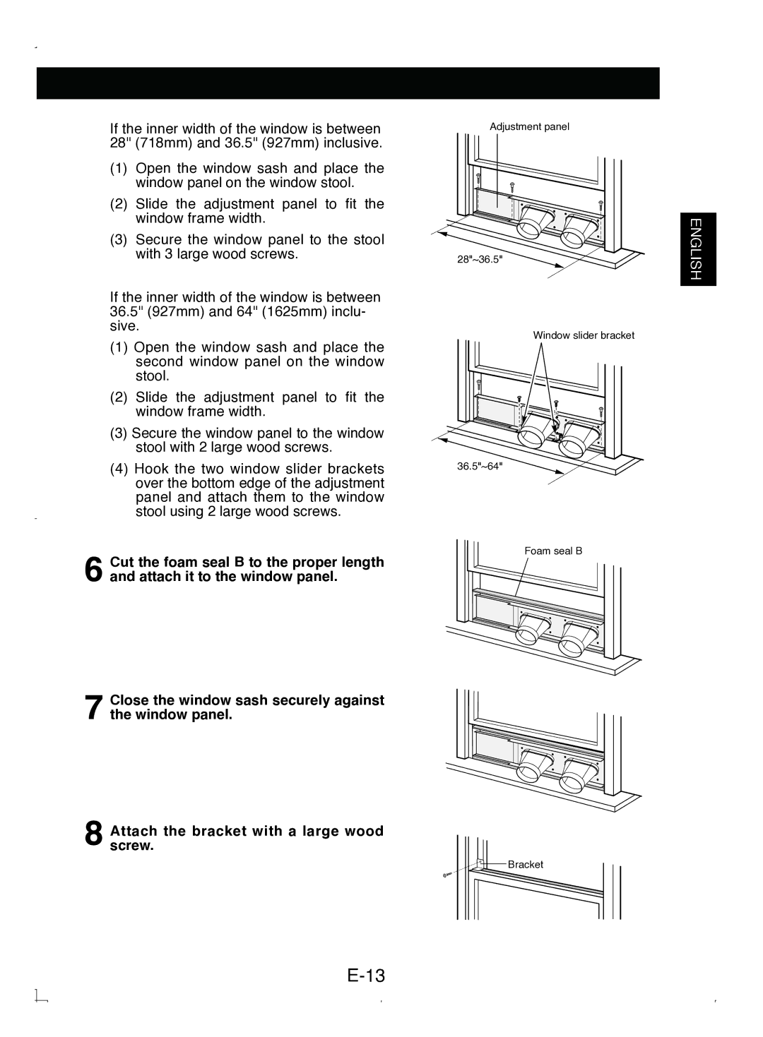 Sony CV-P12PX operation manual Adjustment panel 28~36.5 