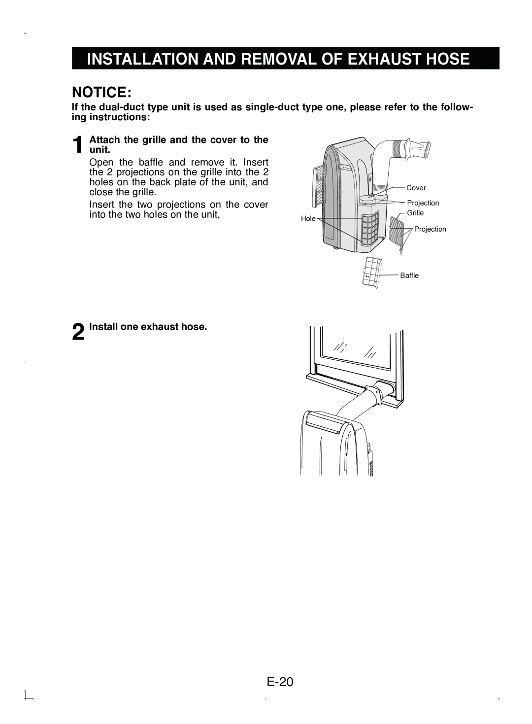 Sony CV-P12PX operation manual Install one exhaust hose 