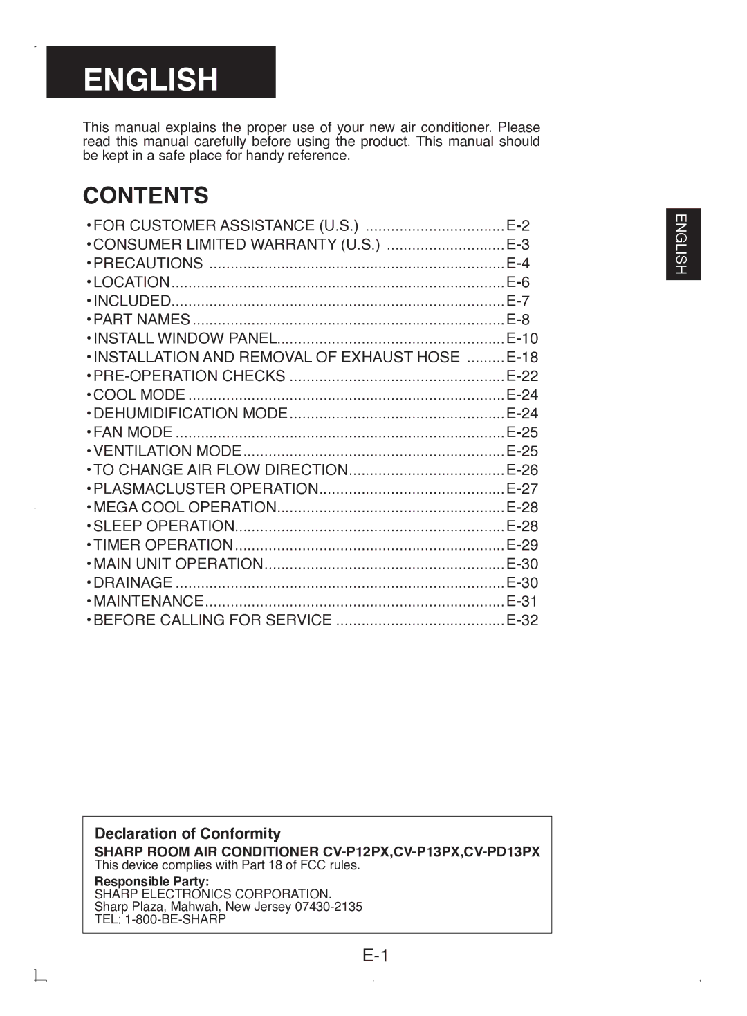 Sony CV-P12PX operation manual English 