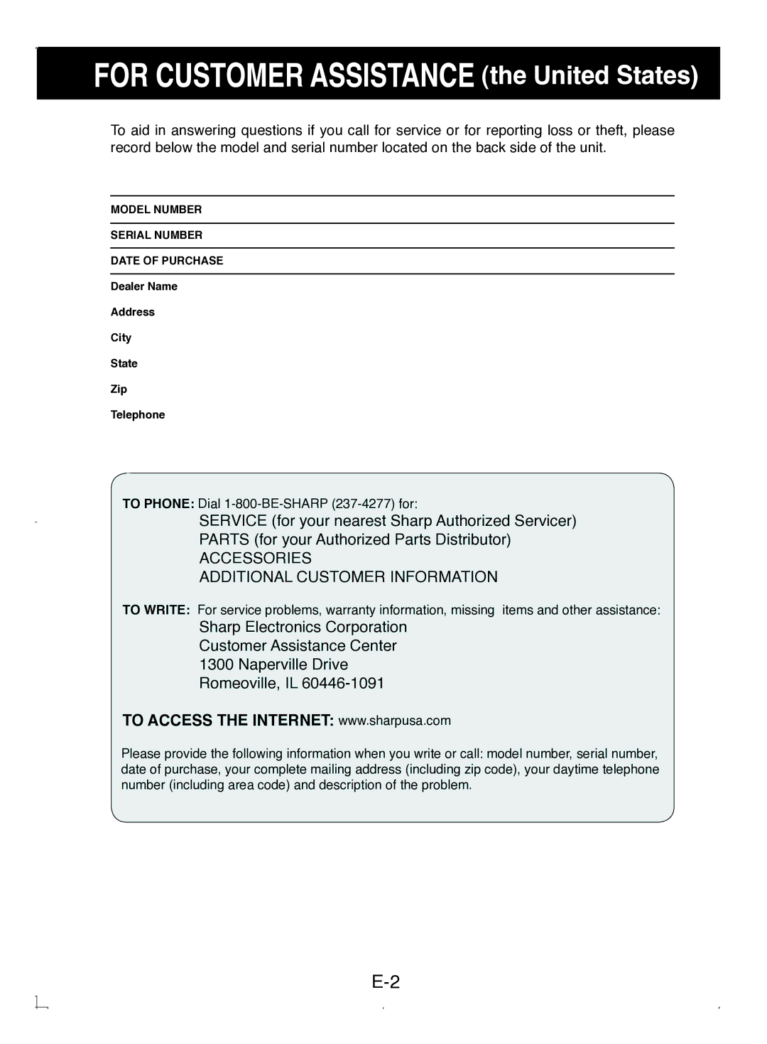 Sony CV-P12PX operation manual For Customer Assistance the United States 