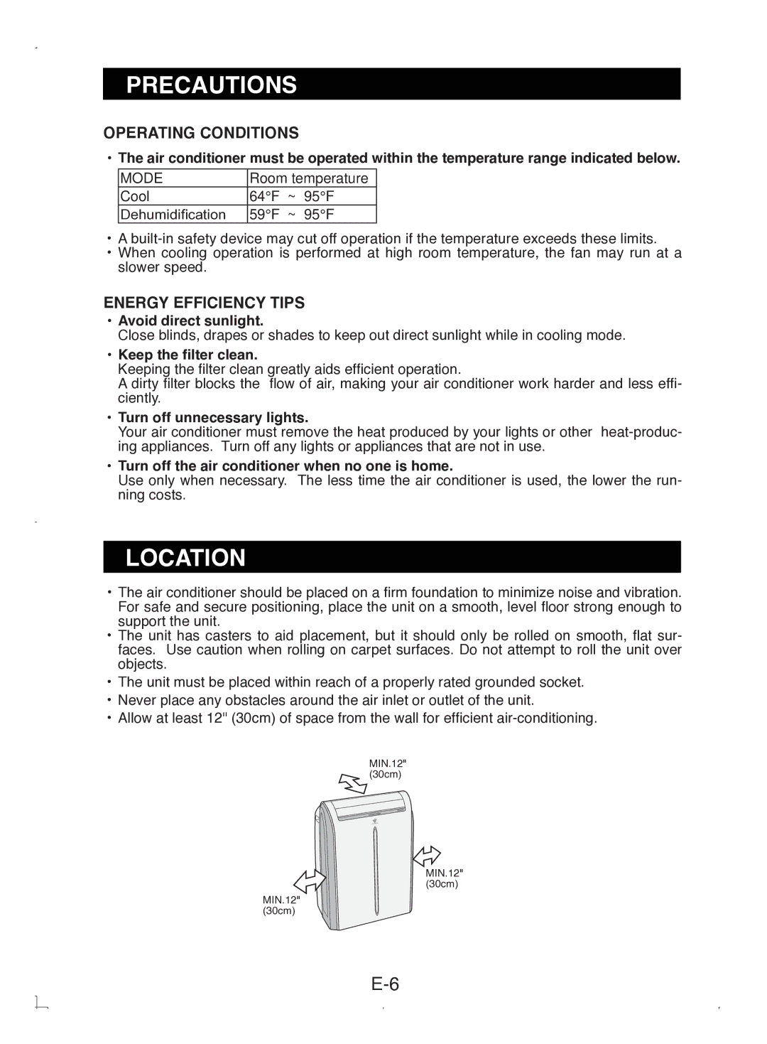 Sony CV-P12PX operation manual Location, Avoid direct sunlight, Keep the filter clean, Turn off unnecessary lights 