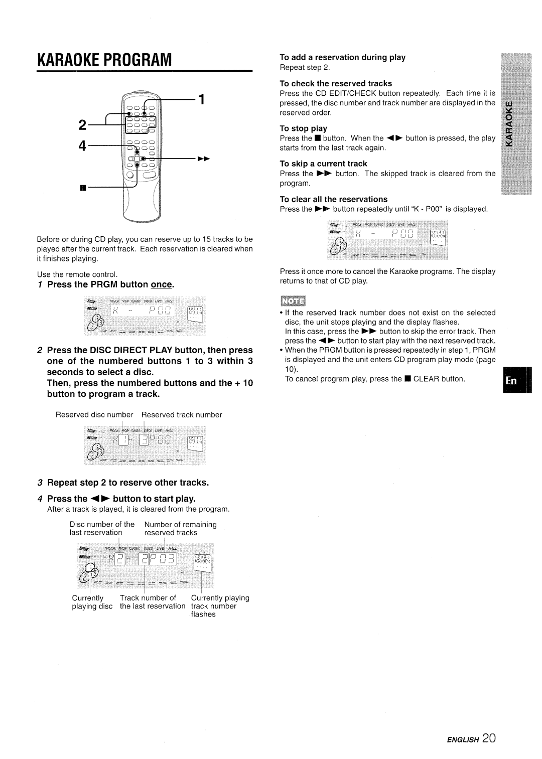 Sony CX-NMT90 manual Karaoke Program 