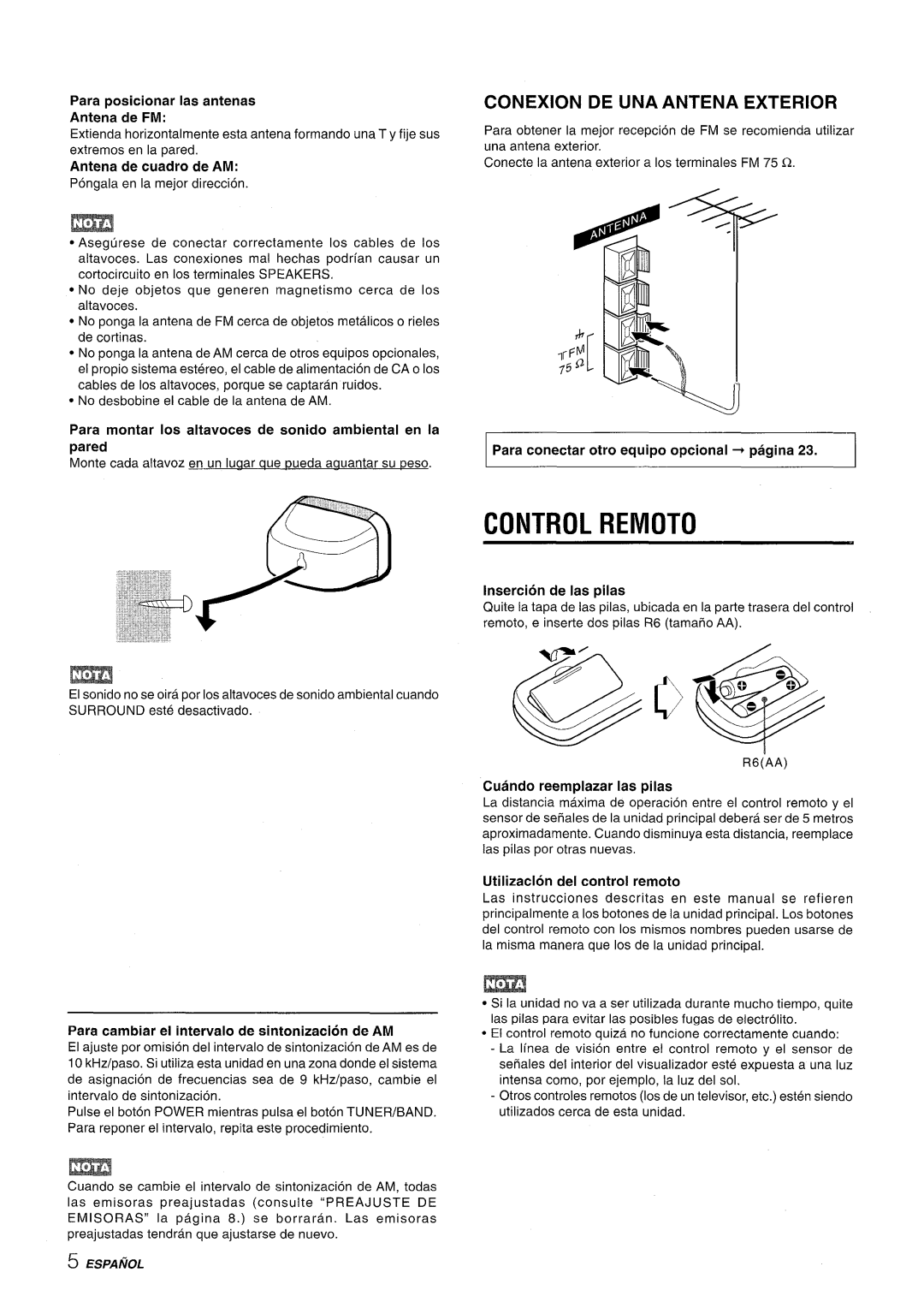 Sony CX-NMT90 manual Control Remoto, Conexion DE UNA Antena Exterior 