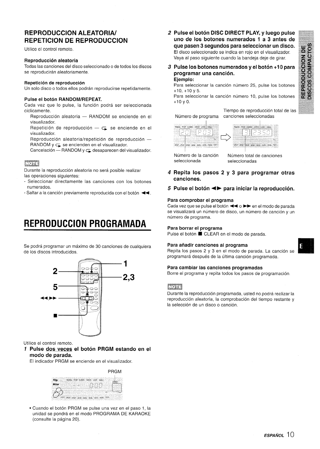 Sony CX-NMT90 manual REPR3DUCCION Programada, Reproduction ALEATO131A/ Repetition DE Reproduction 