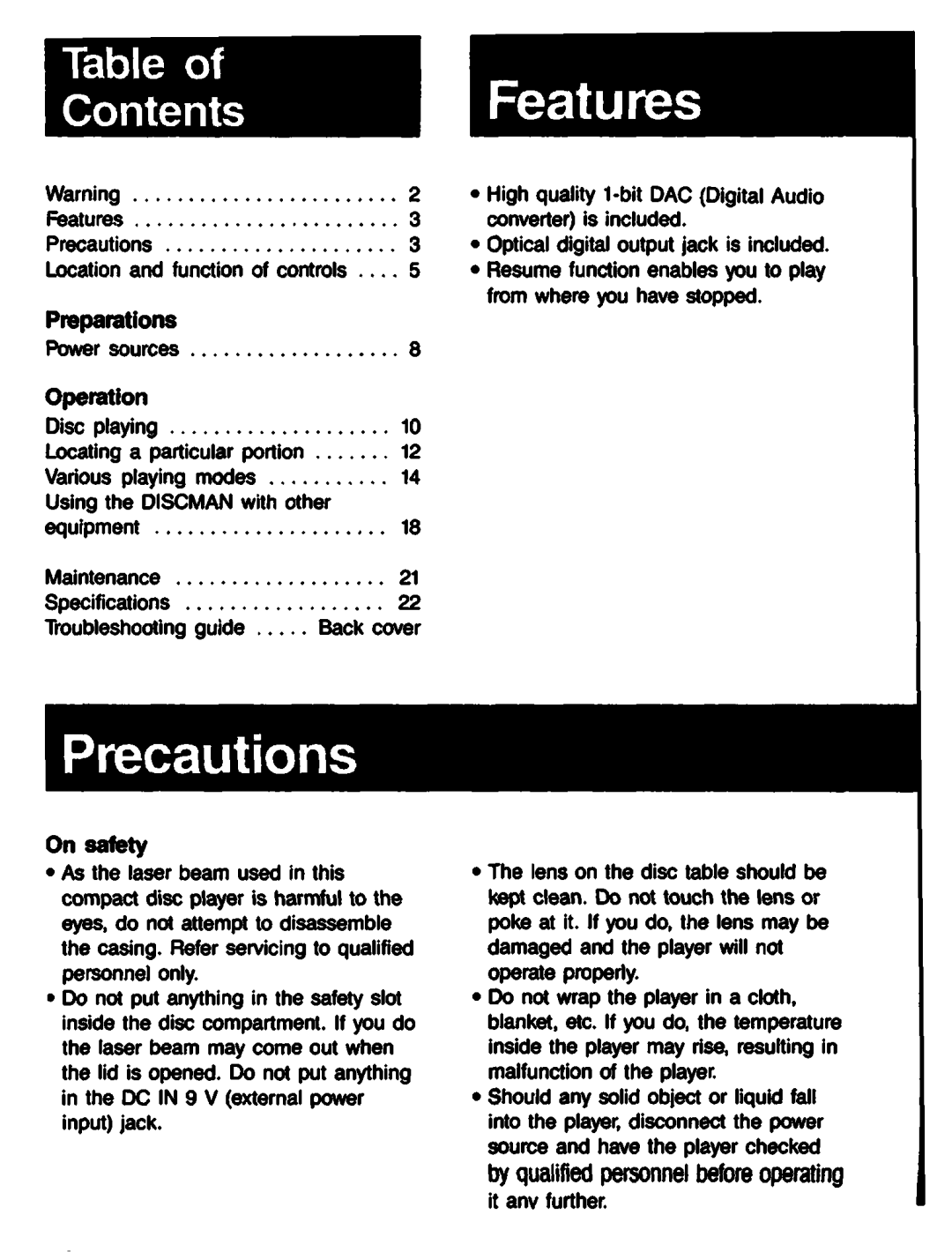 Sony D-303 manual 