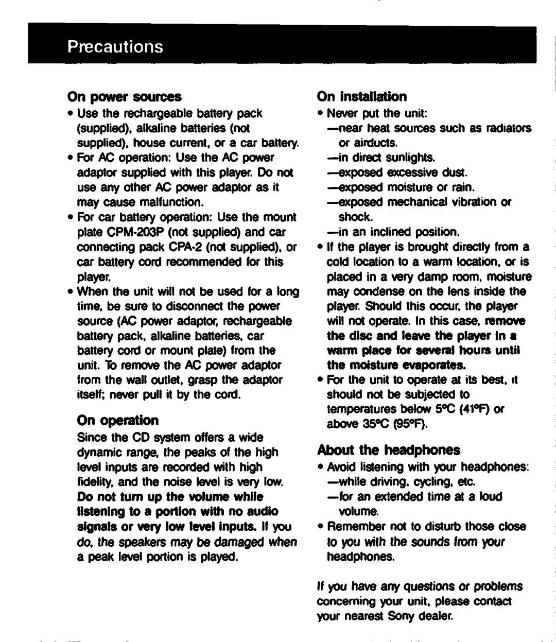 Sony D-303 manual 