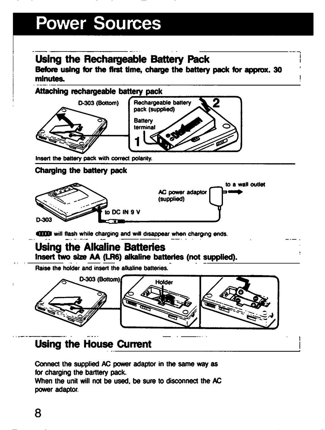 Sony D-303 manual 