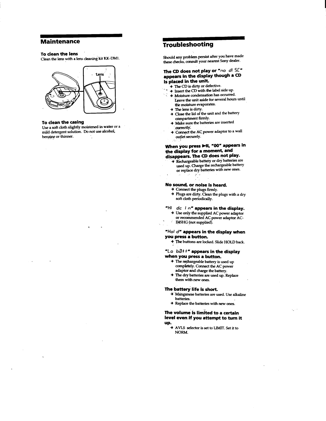 Sony D-E300AN, D-E301, D-E307CK, D-E305 manual 