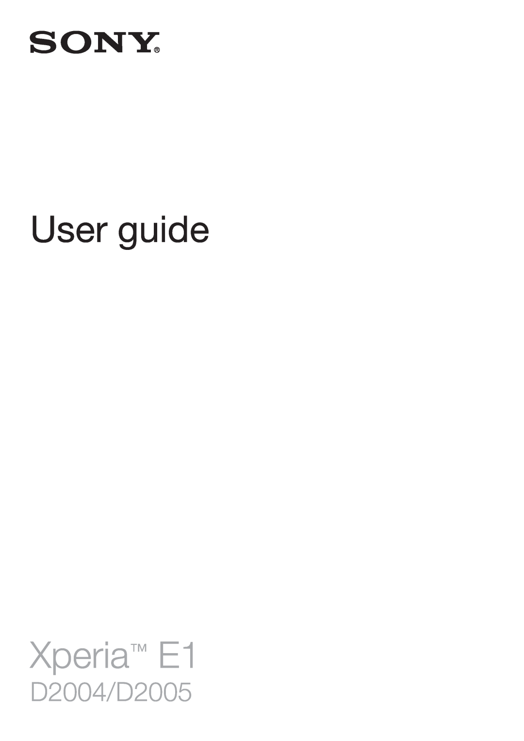 Sony manual User guide, Xperia E1, D2004/D2005 