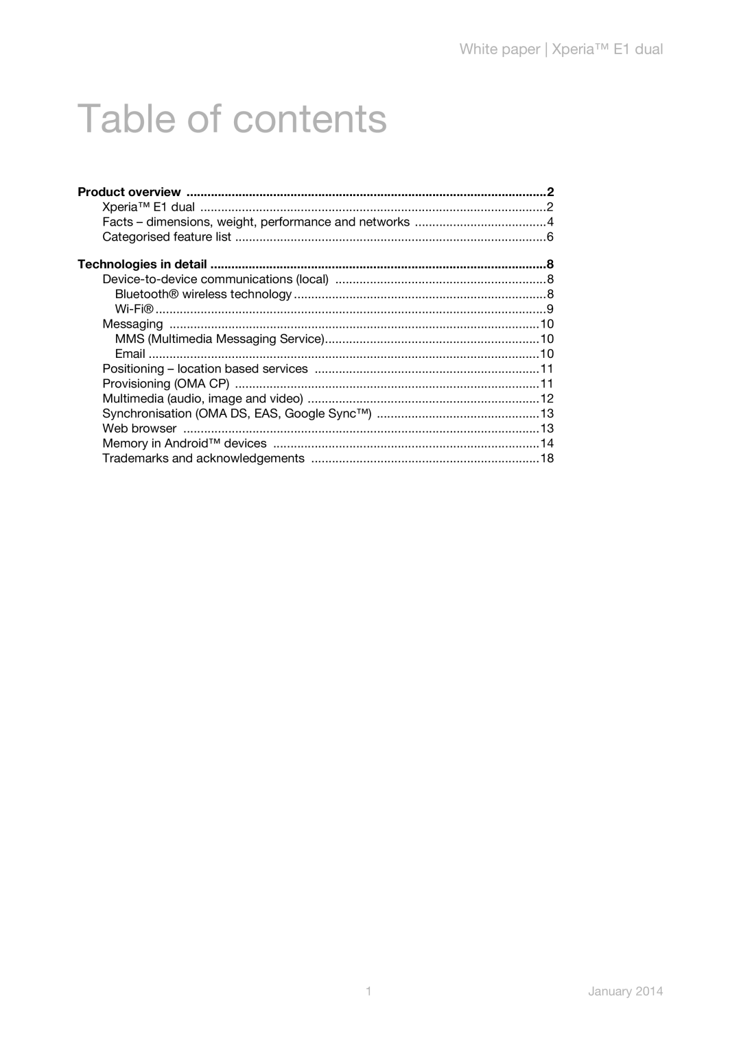 Sony D2114, D2104, D2105 manual Table of contents 