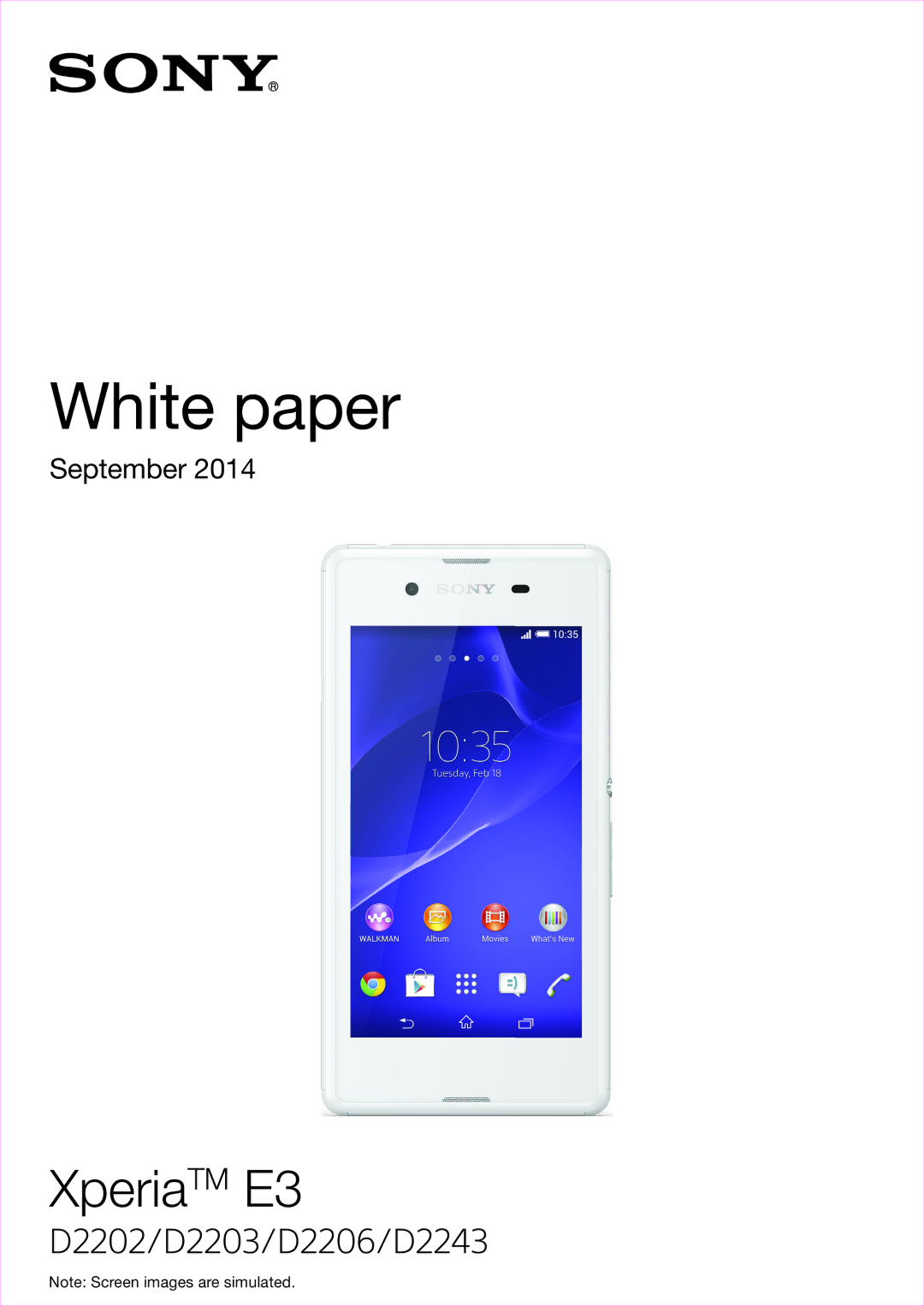 Sony D2243 manual White paper 