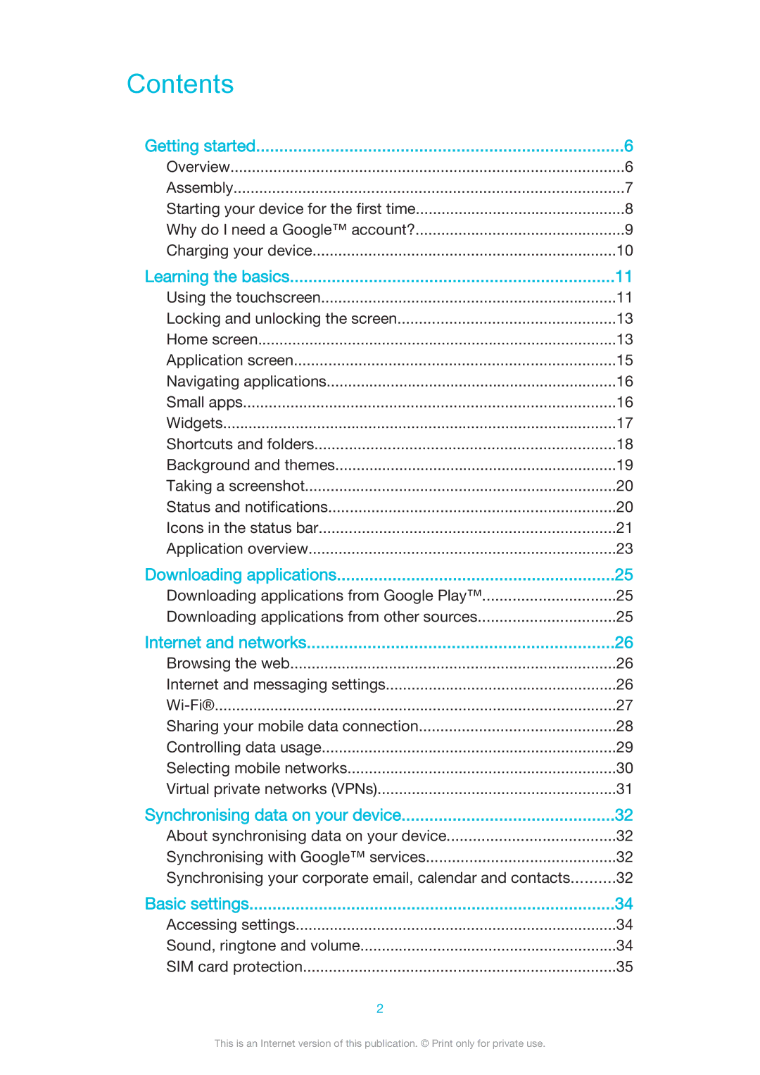 Sony D5322 manual Contents 