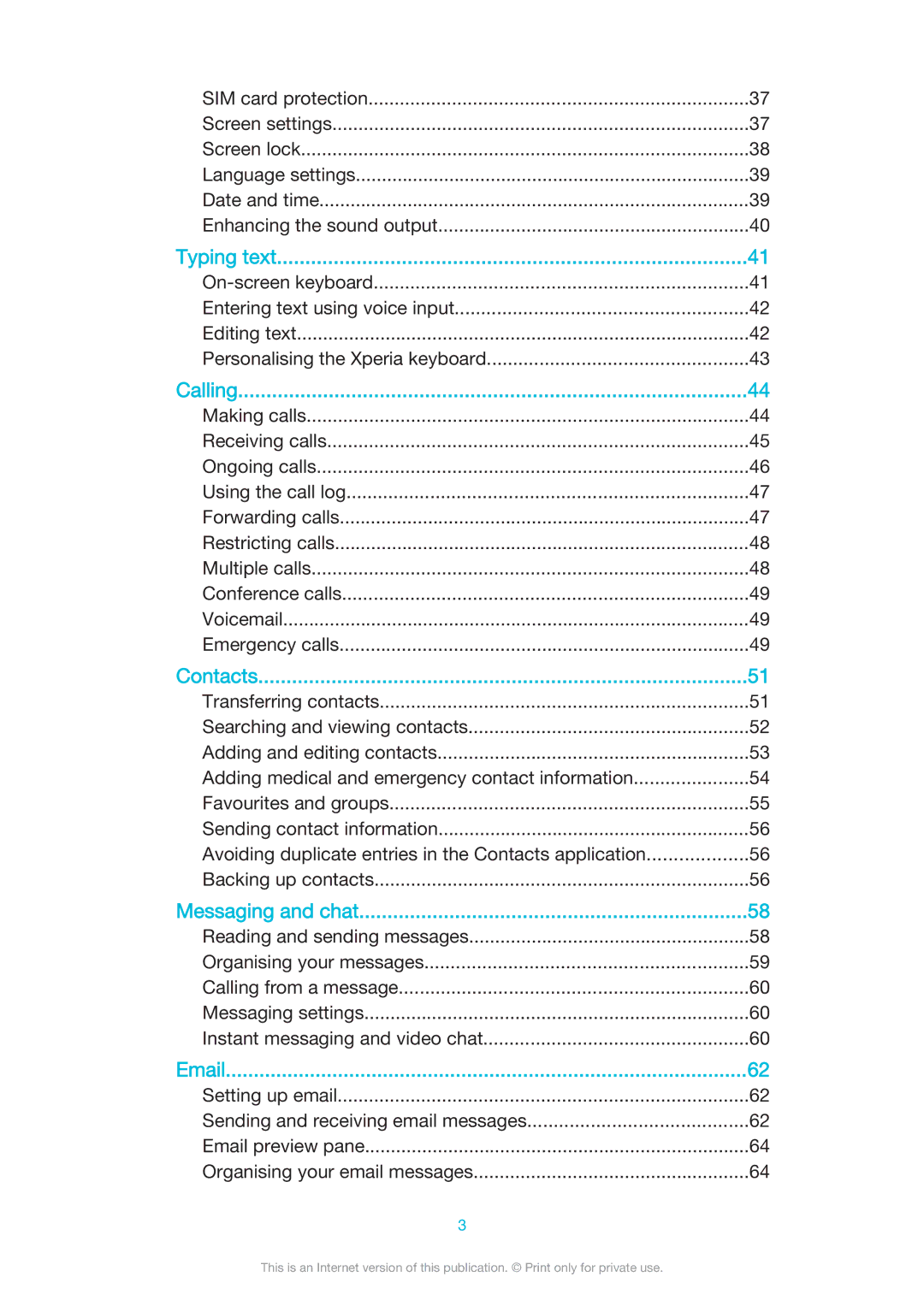 Sony D5503 manual Typing text 