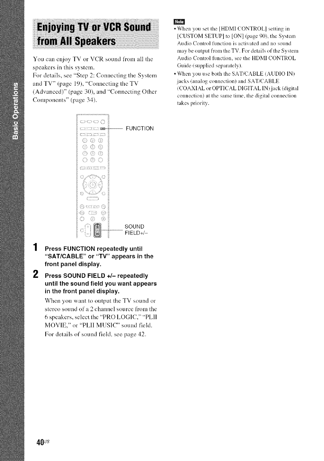 Sony DA V-HDX5OO operating instructions 40us, Function I1ii 