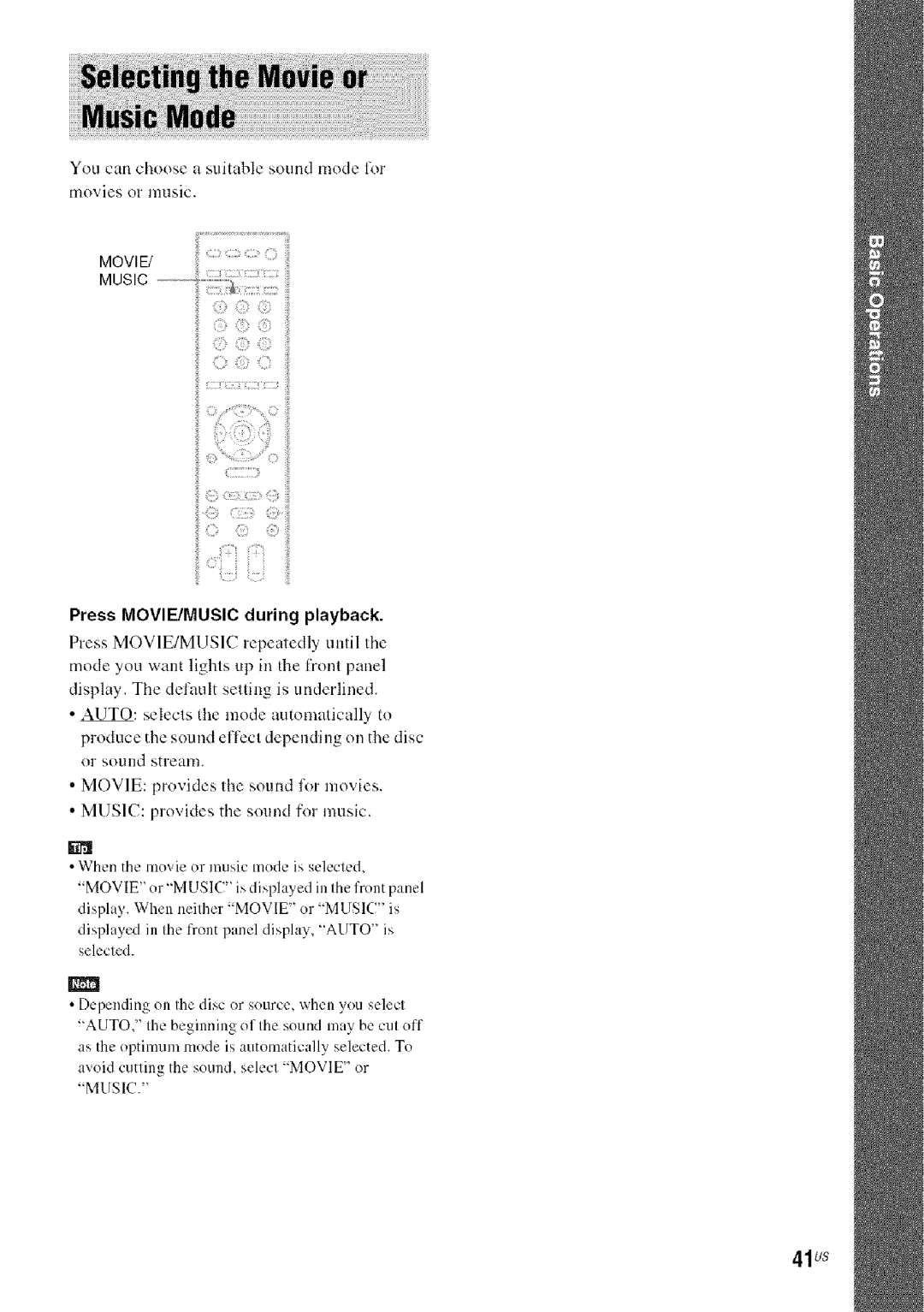 Sony DA V-HDX5OO operating instructions Iiiiiii, 41us, Press MOVIE/MUSIC during playback 