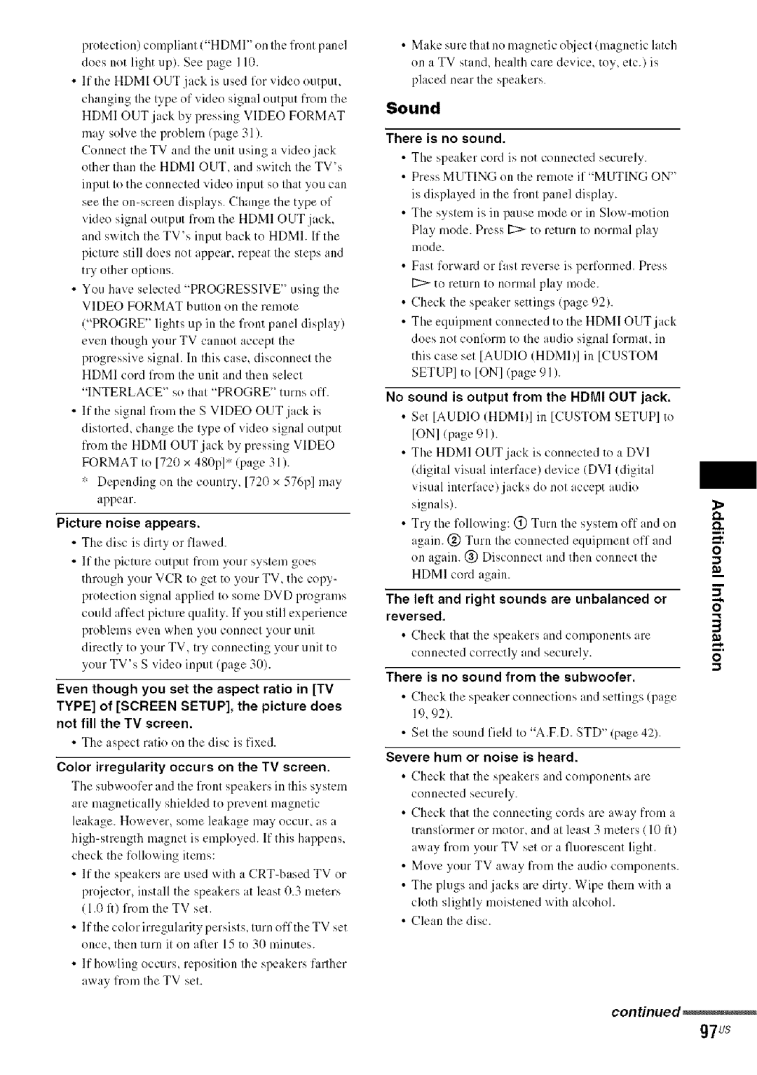 Sony DA V-HDX5OO operating instructions G7us 