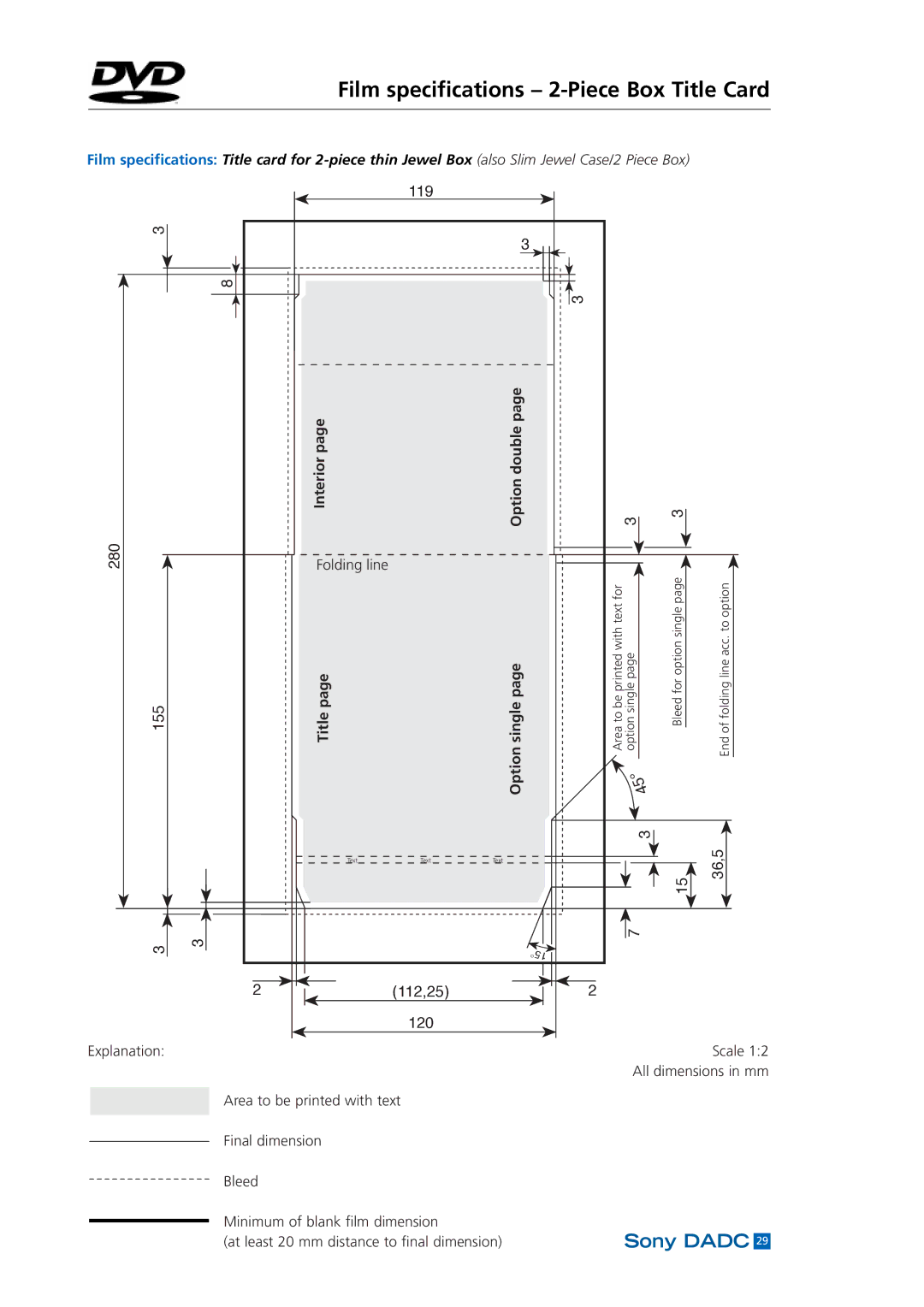 Sony DADC manual Film specifications 2-Piece Box Title Card, Title Option single 