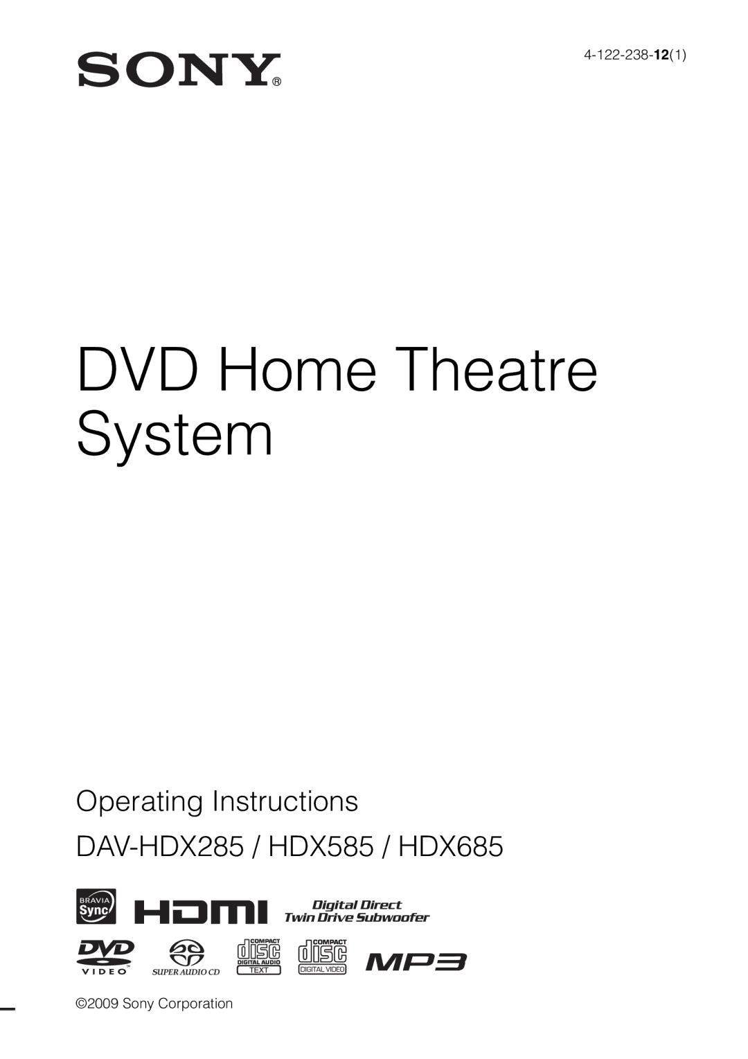 Sony DAV-HDX685 manual DVD Home Theatre System 