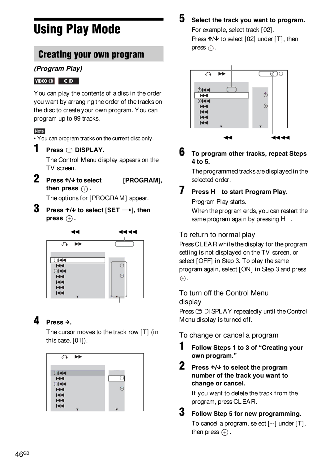 Sony DAV-HDX685 manual Using Play Mode, Creating your own program, 46GB 