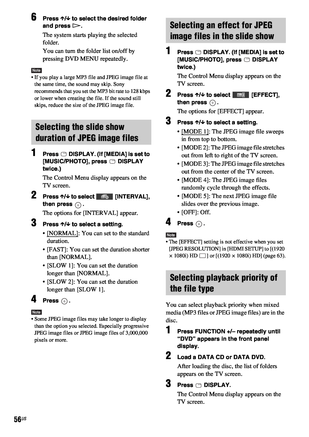 Sony DAV-HDX686W manual Selecting playback priority of the file type 