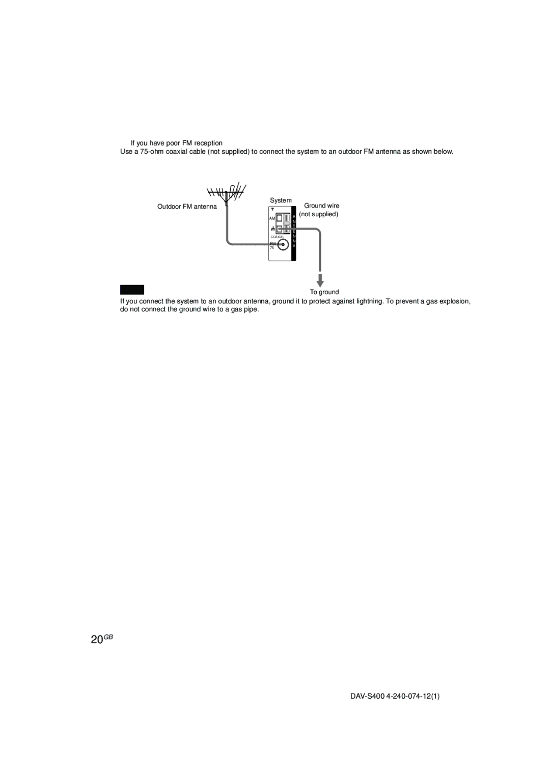 Sony DAV-S400 manual 20GB, If you have poor FM reception 