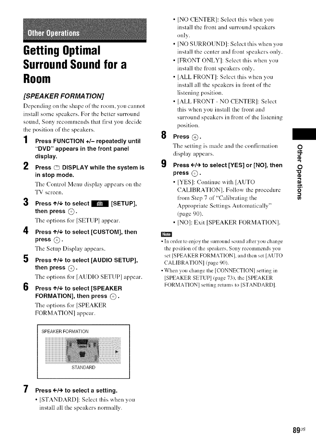 Sony HDX576WF, DAVHDX279W, HDX277WC manual Getting Optimal SurroundSoundfor a Room 